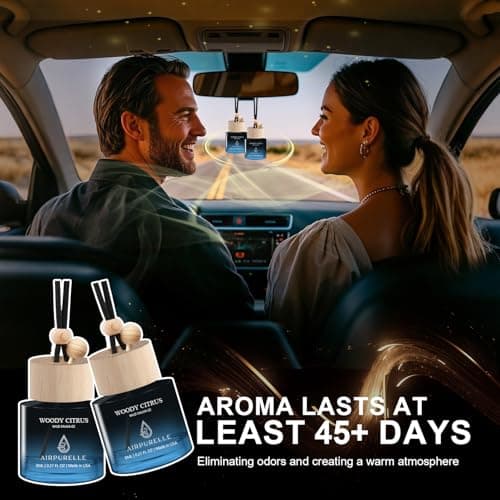 Car Air Fresheners (Woody Citrus) 2 Pack - Air Fresheners for Car Made in USA, Hanging Car Air Freshner with Anti-Leak Stick, Car Freshners Long Lasting (0.27 FL OZ x2) - Thumbnail 3