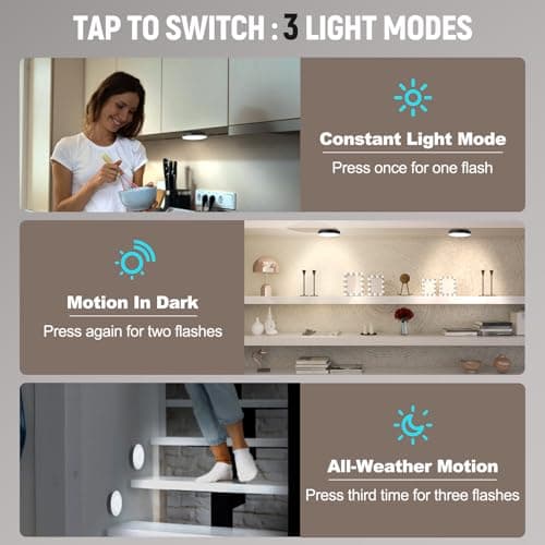 DWEPTU Motion Sensor Night Light 2 Pack LED Night Lights, Dusk to Dawn Motion Sensor for Bedroom, Bathroom, Toilet, Stairs, Kitchen, Hallway - Thumbnail 3