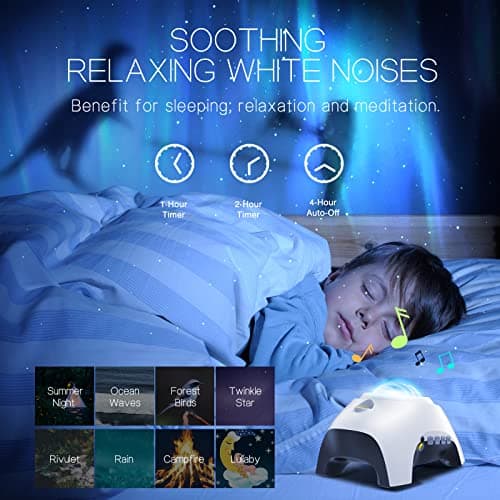 Northern Galaxy Light Aurora Projector with 33 Light Effects, Night Lights LED Star Projector for Bedroom Nebula Lamp, Remote Control, White Noises, Bluetooth Speaker for Parties(White) - Thumbnail 5