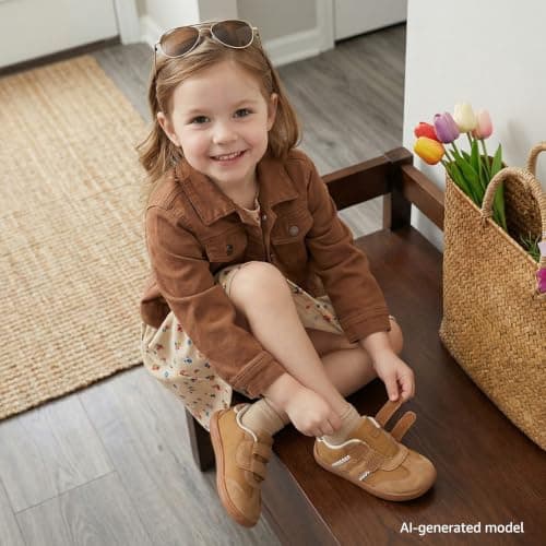 STEP QUEEN Toddler Girl Shoe Baby First Walking Tennis Sneakers Non Slip Zero Drop Shoes Outdoor Activities School Brown Toddler 9 - Thumbnail 3