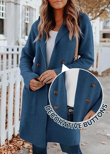 KIRUNDO Cardigan Sweaters for Women 2026 Fall Open Front Knit Sweater Jackets Business Casual Long Coatigan Winter Clothing(Dark Blue, Large) - Thumbnail 4