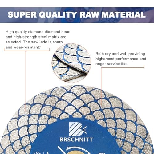 Diamond Saw Blade Tile Cutting Disc 4 1/2 inch - BRSCHNITT for 7/8”- 5/8” Arbor Angle Grinder for Cutting Grinding Porcelain Ceramic Marble Artificial Stoneware - Thumbnail 5