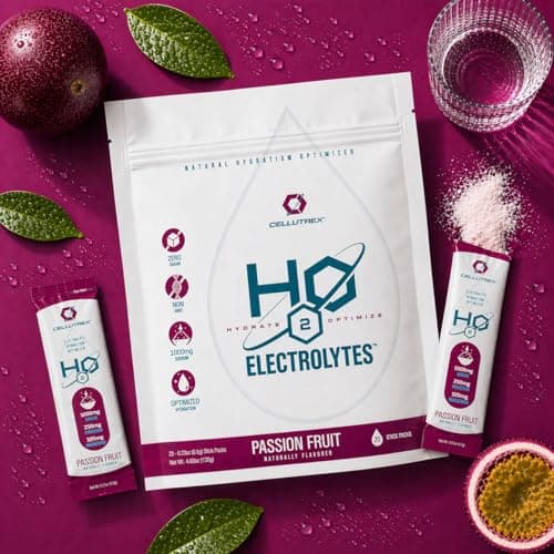 Cellutrex® H2O Electrolytes – Electrolyte Powder Drink Mix, Zero Sugar, Natural Himalayan Salt Hydration Packets for Recovery and Wellness, FSA-HSA, Passion Fruit, 20 Sticks - Thumbnail 4