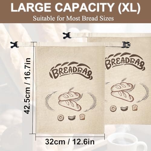 FONDFRAMORY Beeswax Bread Bags for Sourdough, Large Size Sourdough Bread Bags with Beeswax to Keep Freshness Longer, Washable and Reusable Sourdough Storage Bag (2 Pack) (Light Beige) - Thumbnail 2