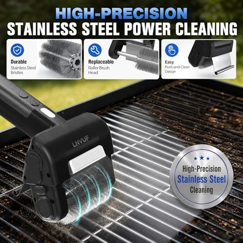 Electric Grill Brush, Grill Cleaner with LED Light, with 800 RPM Motor, Heavy Duty Grill Cleaning Tool, Personalized Grill Gift s for Dad - Thumbnail 5