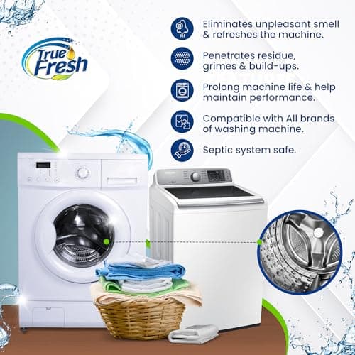 True Fresh Washing Machine Cleaner Descaler 15 Pack Tablets, Deep Cleaning Deodorizer for HE Front & Top Load Washers, Eliminates Odor Buildup Residue Grime, Cleans Drum Pump Valve Hoses Septic Safe - Thumbnail 2