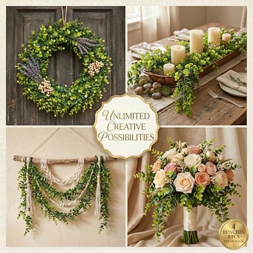 Taiyangxia 8 Pack Artificial Eucalyptus Plants 30 Inches UV Resistant Hanging Vines for Indoor Outdoor Wedding Arch Wall Decor Patio Porch Party Backdrop - Thumbnail 3