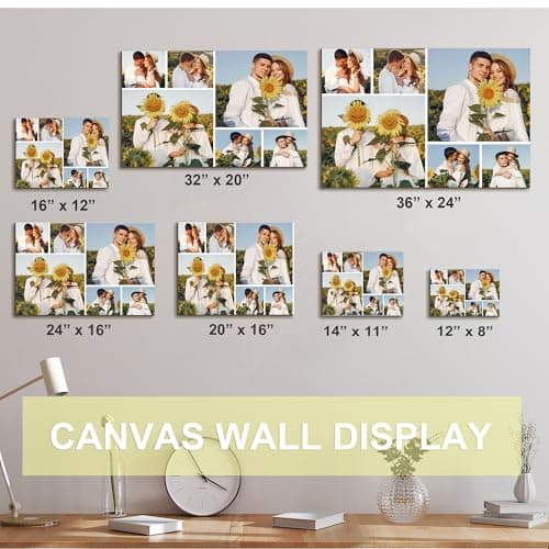 Unite Stone Custom Canvas Prints with your photos collage, Personalized Wall Art for Family Home Office Wedding Decor, Customized Gifts for Valentine's Day Wedding (6 Photos) - Thumbnail 5