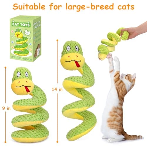 Retro Shaw 14" Large Crinkle Snake Cat Toy, Catnip & Silvervine Infused, Durable Chew Resistant Plush for Aggressive Chewers, Realistic Stuff Snake Interactive Kicker Toy for Large Indoor Cats - Thumbnail 2
