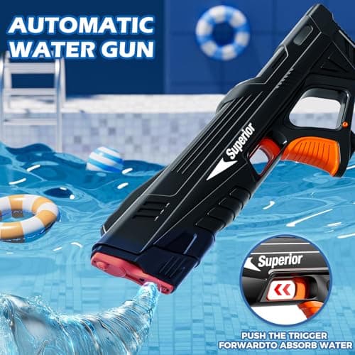 Skirfy 2 Pack Electric Water Guns for Adults Kids, Powerful Automatic Squirt Gun, High Powered Shooting, Strongest Auto Water Blaster, Long Range, Pool Water Toy Outdoor Game - Thumbnail 4