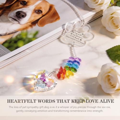 Dog Memorial Gifts, K9 Dog Memorial Crystal Suncatcher, Pet Loss Gift, Pet Sympathy Remembrance Bereavement Gifts (Color-Pet Paw) - Thumbnail 4