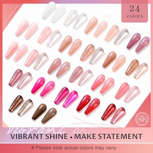 ABAC Solid Jelly Gel Polish Set-24 Colors Hema Free w/Dual Brush - Transparent Neutral Nude Pink & Nude Rich Red Brown Shades,Sheer Long-Lasting Gel Polish Kit(Salon-Quality & Hypoallergenic) - Thumbnail 3