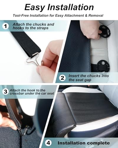 Car Seat Leg Extender Cushion, Memory Foam Under-Thigh Support Car Seat Cover– Breathable PU Leather, Non-Slip Secure Fit for Driver Seat and Office Chair, Ideal for Long Drives & Road Trips - Thumbnail 5