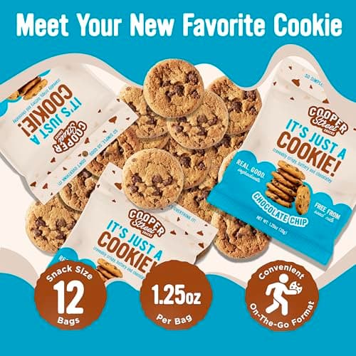 Cooper Street Snacks It's Just a Cookie - Thin & Crispy Butter Cookies, Nut, Soy & Seed Oil Free, School Safe For Kids Or Lunchbox For Adults - Chocolate Chip - 12 Pack (1.25oz) - Thumbnail 3