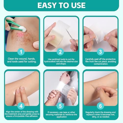 New Version Hydrocolloid Roll,2in*16ft Hydrocolloid Bandages for Wound Care,Medical-Grade Hydrocolloid Patch Bandages with Self-Adhesive, Flexible & Waterproof DIY Size & Shape (16FT) - Thumbnail 6