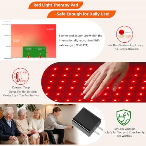 Red Light Therapy for Body, 660nm 850nm 12.6" LED Wearable Infrared Redlight Therapy Belt Wrap Pad for Belly Back Waist Shoulder Knee Muscle - Thumbnail 3