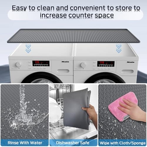 54" x 27.5" Washer and Dryer Covers for the Top，Waterproof and non-slip Washing Machine Cover，Applies to Kitchen、laundry room organization，Washer Dryer Countertop. (Gray) - Thumbnail 4