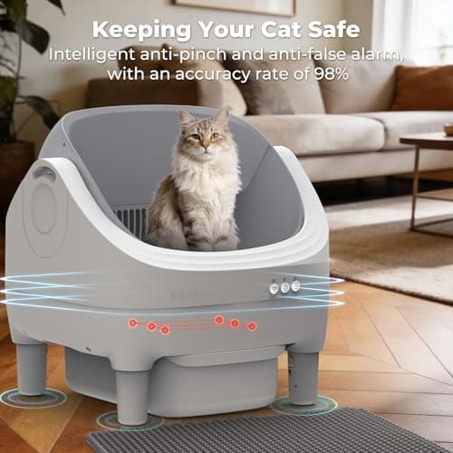 Self Cleaning Litter Box, Automatic Cat Litter Box-APP Control, Open-Design Electric Litter Box, Safety Anti-Pinch, Odor-Free Waste Disposal Includes Trash Bags, Suitable for Multiple Cats, White - Thumbnail 2