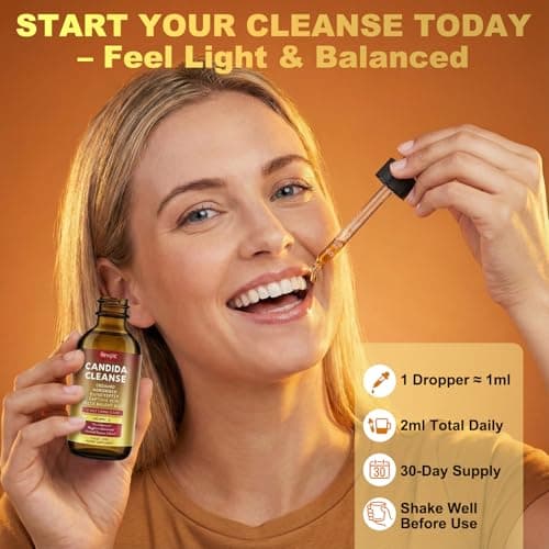 Candida Cleanse Detox for Women & Men - Gut & Parasite Cleanse with Caprylic Acid, Oregano, Black Walnut - Candida Support & Overgrowth Balance, Drops for Gut, Digestive & Immune Support (2 Fl Oz) (3) - Thumbnail 3