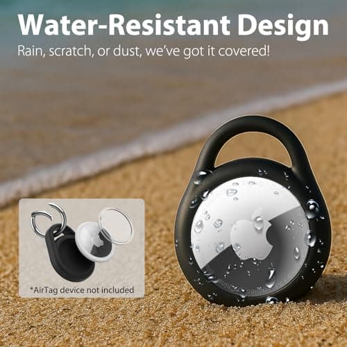 4 Pack for Waterproof AirTag Holder with Icon Stickers, Protective Case with Keychain for Apple AirTag, Anti-Scratch Cover for Air Tag for Keys, Luggage, Backpacks (Black&Navy&Orange&Mint) - Thumbnail 2