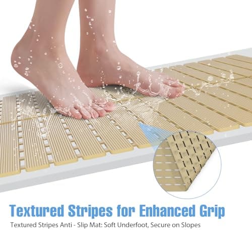 ​Shower Mat Non-Slip Bath Mat for Tub and Shower Stall,236 Suction Cups with Drain Holes, Quick Dry Machine Washable, Extra Grip for Stand Up Showers, Bathroom Essentials 24x24 Inch (Brown) - Thumbnail 4