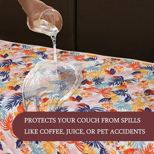 ALIECOM L Shaped Couch Cover for Sectional Sofa Waterproof Sofa Slipcover Non Slip Corner Couch Covers for Dogs Cats (X-Large, Tropical Leaf) - Thumbnail 6
