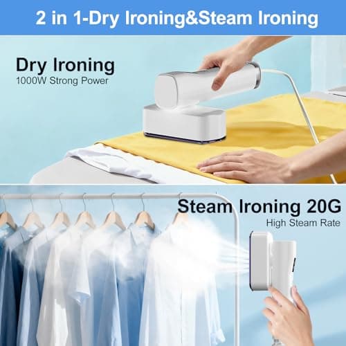 Steamer for Clothes, Handheld and Portable with 15-Second Heat-Up, 2-in-1 Steamer & Iron with Smart Touch Operation and 4 Modes, Suitable for All Fabrics, Ideal for Home & Travel-Pearl White - Thumbnail 6