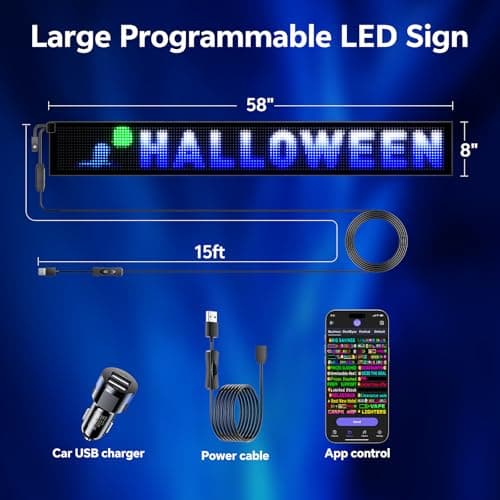 Large Programmable LED Sign, P10 Resolution Indoor Windows LED Signs, Bluetooth APP, for Business Bars Gaming Rooms Restaurants Festivals Cars (58"x 8") - Thumbnail 5