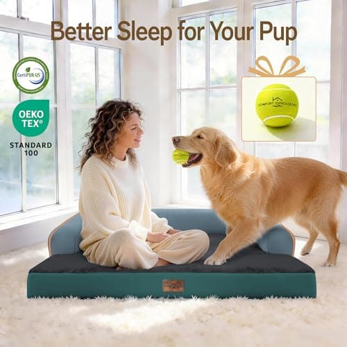 Comfort Expression Memory Foam Dog Bed - Washable Pet Bed for Big Dog Waterproof Orthopedic Dog Beds with Removable Cover ，Non-Slip Pet Couch Sofa- 36 x 27 - Thumbnail 6