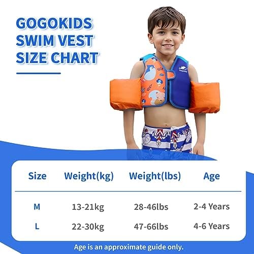 Gogokids Toddler Swim Vest Pool Floats for Kids 30-40-50-60-70 lbs, Kids Swimming Jacket[Stable Buoyancy & Comfort Wear] Puddle Float Jumper Swim Arm Floaties Bands Water Wings for Boys Girls Swimmies - Thumbnail 5