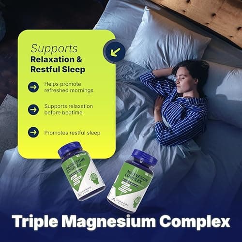 Vicwell Triple Magnesium Complex - 300mg Magnesium from Malate, Glycinate, and Citrate - Supports Stress Relief & Sleep, Nerves & Metabolism, Muscle Relaxation & Bone Health - 90 Capsules(1 Bottle) - Thumbnail 5
