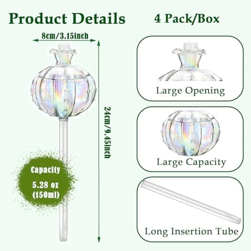 4 Pack Self Watering Planter Insert,Plant Watering Devices Plant Watering Globes for Indoor Plants,Easy Plants Live Houseplants Self Watering Plant Accessories Indoor Items for Plant Lovers - White - Thumbnail 2