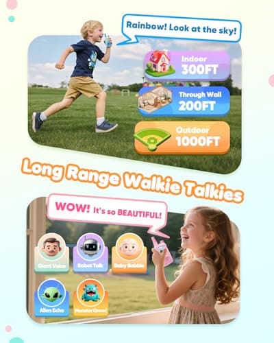 Video Walkie Talkies for Kids 2 Pack with 180° Camera/Games/HD Screen, Rechargeable Long Range Walkie Talkies with Camera, Toddler Indoor Outdoor Toys Birthday Gifts for Girls Boys Age 3-12 Year Old - Thumbnail 6