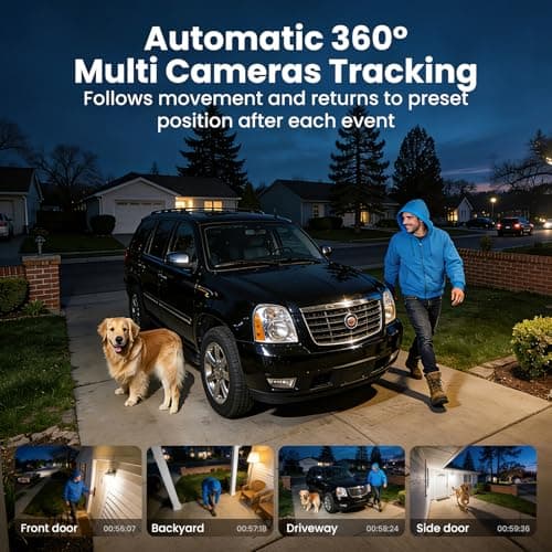 SOLIOM- 5MP Security Cameras Wireless Outdoor, No Subscription & Solar Powered,4-Cam Pack Cameras for Home Security with 360° Auto Motion Tracking, 3K Color Night Vision,5G & 2.4G Router Compatible - Thumbnail 4