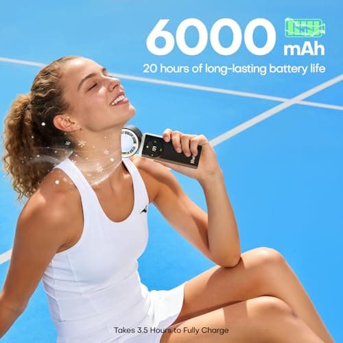 SSWind 6000mAh Portable Handheld Fan with Ice Cooling, 199 Levels Stepless Speed, 20H Long Battery Life, 20000RPM Turbo Fan Rechargeable Personal Mini Fan for Travel, Outdoor, Makeup (Black) - Thumbnail 4