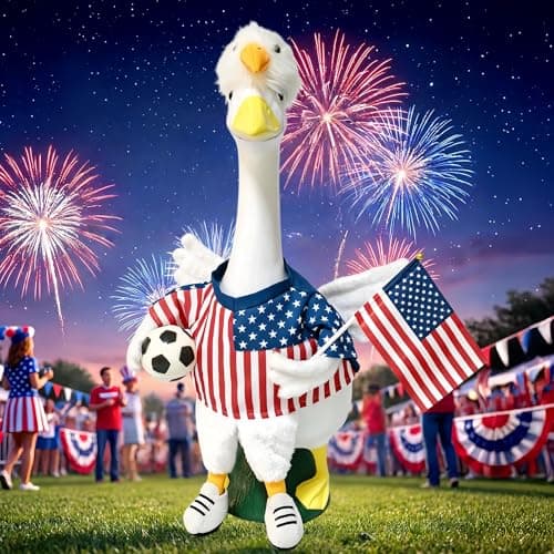 Soccer Porch Goose Outfits, Football Geese Duck Statues Clothes Art Decor - Thumbnail 3