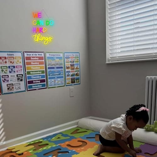FAXFSIGN We Can Do Hard Things Neon Sign Classroom Led Neon Light Kids Wall Art Decor for Bedroom Library Office Postive Inspirational Children Students Birthday Gifts - Thumbnail 2