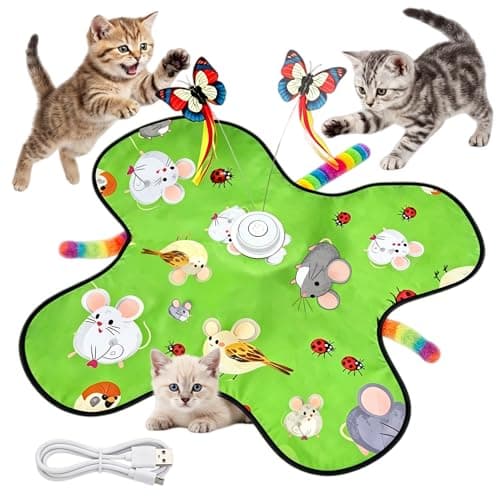 VEHICAR Interactive Cat Toys for Indoor Cats, 3-in-1 Interactive with Fluttering Butterfly Moving Concealed Feathers 3 Prey Sounds, Rechargeable Touch Activated for Bored Indoor Adult Cats Kittens - Image 1