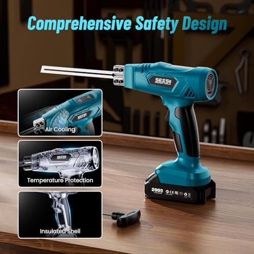 SEESII Cordless Foam Cutter with Batteries 2x2000mAh, Electric Hot Knife Kit (Max 842°F), 4 Blades for Rope, Fabric, EVA, EPP, EPS, XPS, EPE Board, Foam Cutting Tool Air-Cooled Styrofoam Cutting Tool - Thumbnail 5