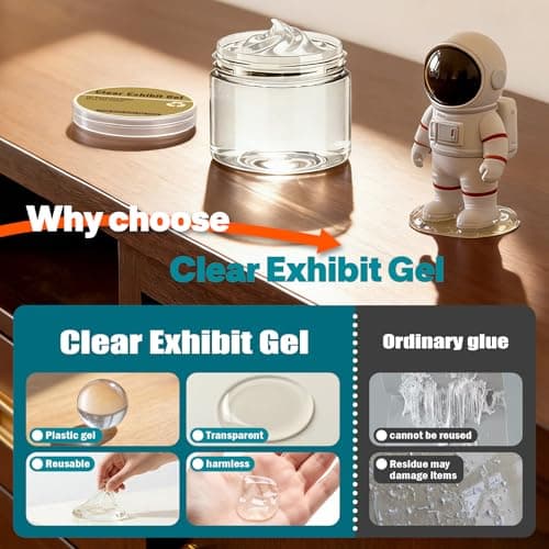 Clear Exhibit Gel for Museum, Reusable Earthquake Putty to Keep Collections in Place, Removable & No Residue Transparent Wax for Vibration, Glass Art, Antiques & Decor to Prevent Falling (6.07 oz) - Thumbnail 3