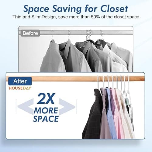 HOUSE DAY White Plastic Hangers 30 Pack, 16.25" Slim Hangers with Non-Slip Extended Notch, Perfect for Plus Size & Curvy Fits, Closet Organization Essential, Space Saving for Dorm Apartment Home - Thumbnail 5
