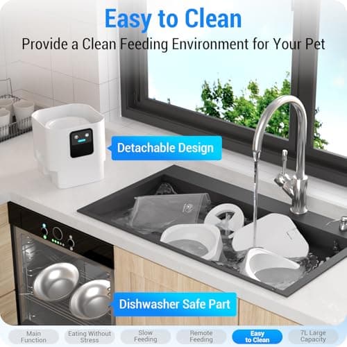 Frienhund Automatic Cat Feeders 2 Cat with Slow Feed: 7L Dual Automatic Dog Feeder with 5G WiFi, Double Auto cat Food Dispenser for Multiple Pets, Detachable for Easy Clean - 29 Cup (ACF190W-B) - Thumbnail 6