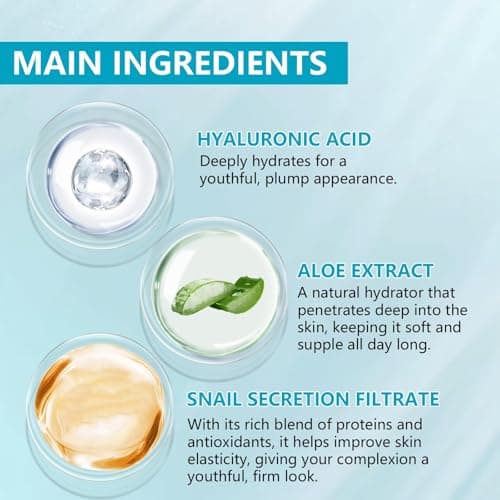 2.3% Hyaluronic Acid Serum for Face with 1% Snail Secretion Filtrate Deep Moisturizing Anti-Aging Anti-Wrinkle (3Pack-Each 15g) - Thumbnail 3