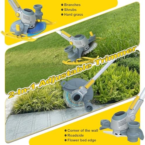 6000mAh Electric Weed Wacker Cordless, 21V Battery Powered Weed Eater with 3 Types Blades, 2 in 1 Brush Cutter/Edger Tool, for Lawn, Yard and Bush Trimming, 2 Battery - Thumbnail 6
