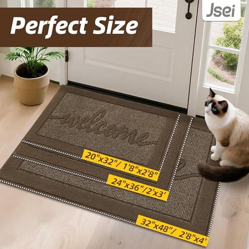 JSEI Door Mat 24"x 36",Absorbent Dirt Welcome Mat,Non-Slip Entryway Rugs Washable Indoor Entrance Mats,Low Profile Floor Mat for Entryway and Front Back Door,Brown - Thumbnail 2