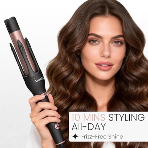 Automatic Hair Curler, Automatic Rotating Curling Iron 1 1/4 Inch for Long Hair, 2 in 1 Hair Straightener and Curler, Ionic Curling Wand with 3 Temperatures, Dual Voltage, Anti-Scald, Auto Shut-Off - Thumbnail 3