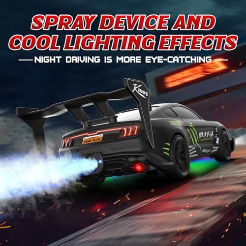 LFOLUSU Remote Control RC Drift Car 1:16 Scale 4WD RC Car with LED Lights 2.4GHz 30km/h RTR High Speed Racing Sport Toy for Adults Boys Girls Kids Gift 2Pcs Rechargeable Battery (A-Black) - Thumbnail 3
