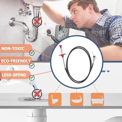 32 Inch Drain Snake Hair Remover Tool, Flexible 4-Claw Grabber for Sink, Tub & Shower Clogs - Thumbnail 6