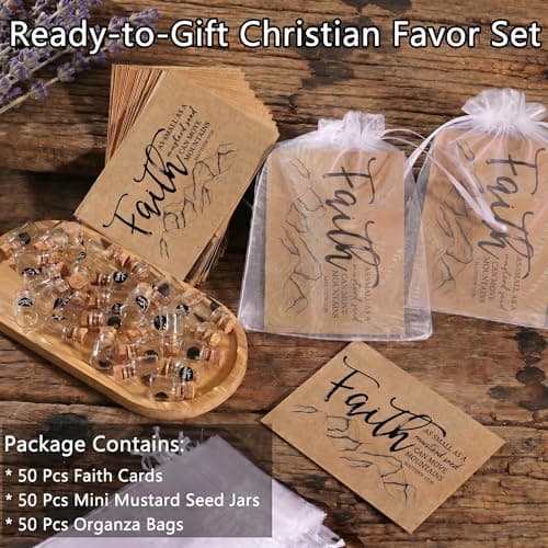 Bulk 50 Have a Little Faith Card Christian Gifts for Women, School Church Wedding Baptism Unique Christian Religious Inspirational Gifts for Women Men(Heart-50) - Thumbnail 3