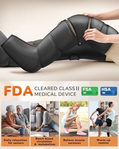 JZBRAIN Leg Massager with Heat and Compression : Foot and Calf Massager for Circulation and Pain Relief, Sequential Compression Boots with 6 Modes, 9 Intensity, 3 Heat - Gifts for Mom, Dad, Him, Her - Thumbnail 6